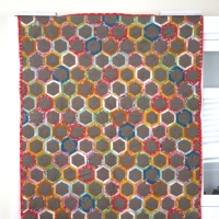 Blogger's Quilt Festival Small Quilt Entry - Flower Pots Quilt As You Go Wrapped Hexagon Quilt